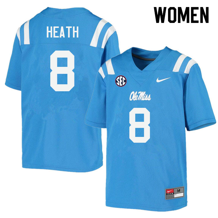 Women #8 Malik Heath Ole Miss Rebels College Football Jerseys Sale-Power Blue